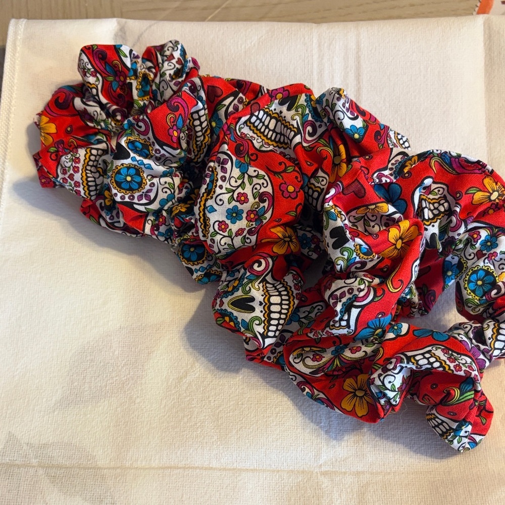 Colorful Skull Print Hair Scrunchie